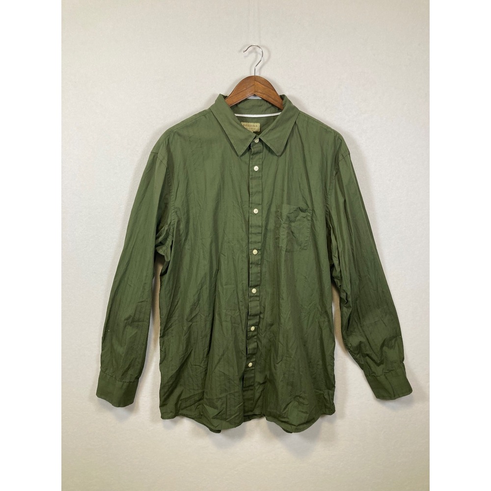 Sonoma Life Style Men Olive Green Casual‎ Poplin Button Down Shirt XL